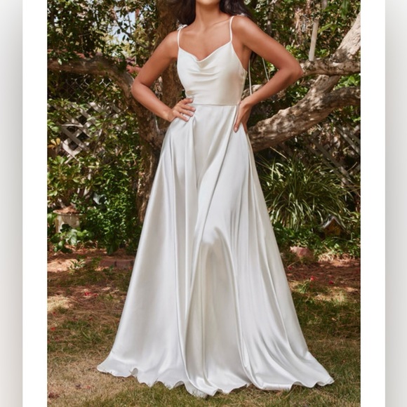 White Satin formal dress - Picture 3 of 3